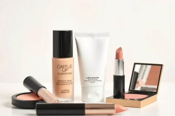 Maquillage naturel mais professionnel Algérie 2025 : teint léger, blush crème et lèvres nude.