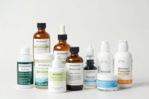 Actifs anti-acné en Algérie : BPO, rétinoïdes, acide salicylique et conseils d’utilisation.