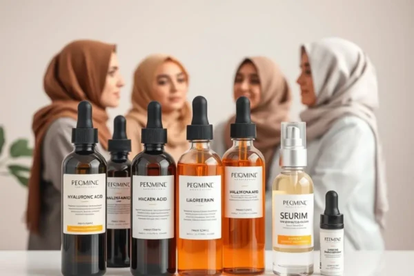 Actifs des sérums visage en Algérie : acide hyaluronique, niacinamide, vitamine C, rétinol.