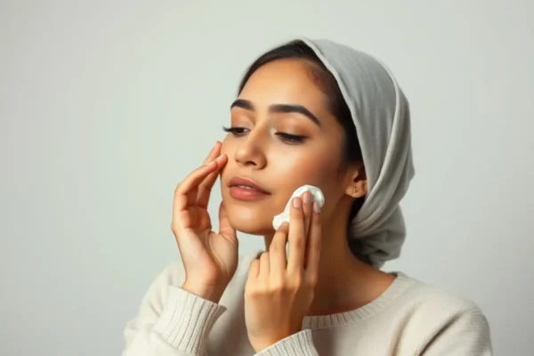 Application de la crème hydratante en Algérie, routine matin et soir.