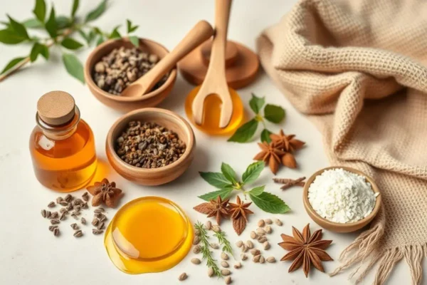 Ingrédients naturels de cuisine pour la beauté, routine algérienne.
