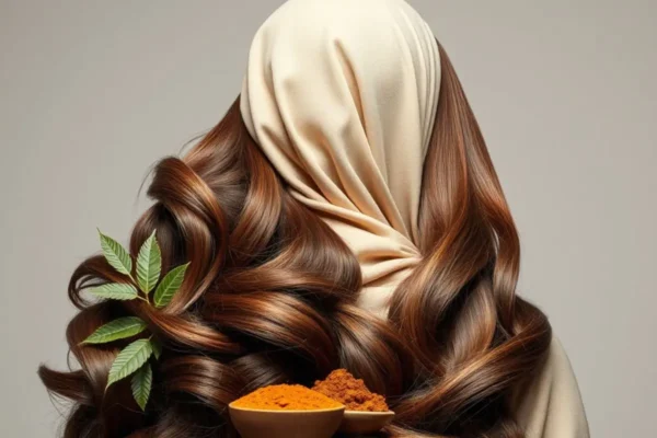 Cheveux soignés et brillants grâce au henné naturel sans produits chimiques.