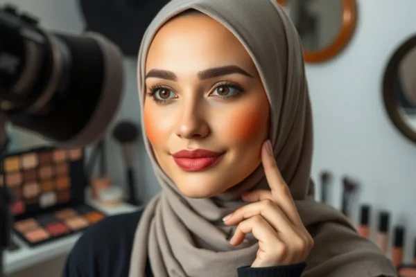 Blush structurant Sun Kissed, application sur tempes et pommettes, teintes corail