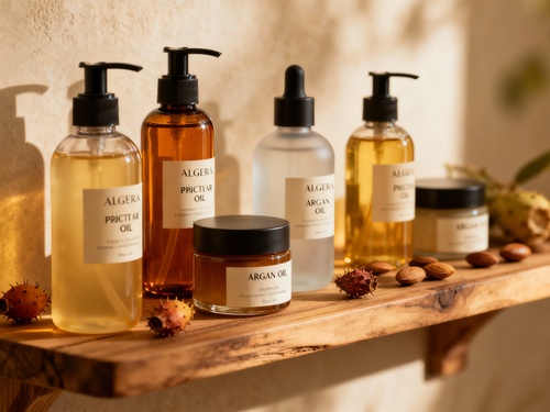 Cosmétiques algériens premium - Flacons et produits de beauté naturels huile figue barbarie argan