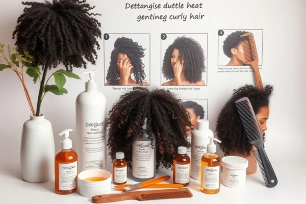 Démêlage cheveux bouclés en Algérie, après-shampoing et huiles naturelles.