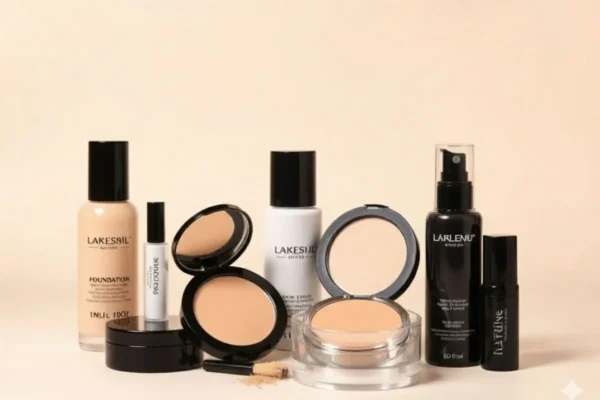 Maquillage peau grasse Algérie, femme avec maquillage mat et longue tenue