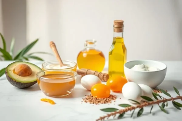 Masques maison cheveux abîmés et secs en Algérie, avocat, miel, huile d’olive.