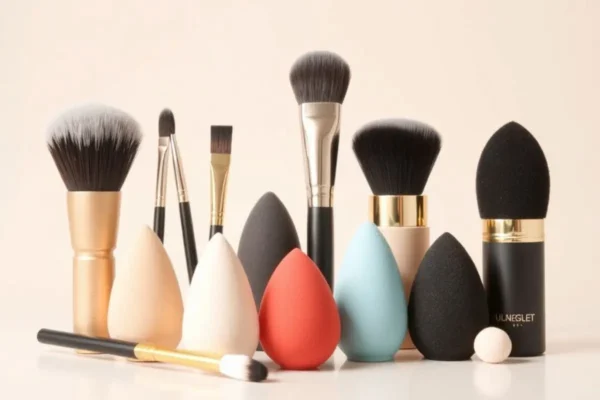 Pinceaux et éponges maquillage en Algérie : kabuki, éponge, houppette.

