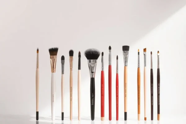 Pinceaux yeux maquillage en Algérie : plat, estompeur, biseauté, précision, goupillon.